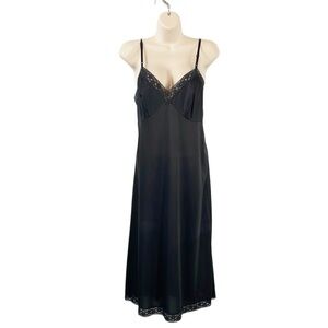 Vintage Vanity Fair Black Lace Full Slip Dress‎ Size 40